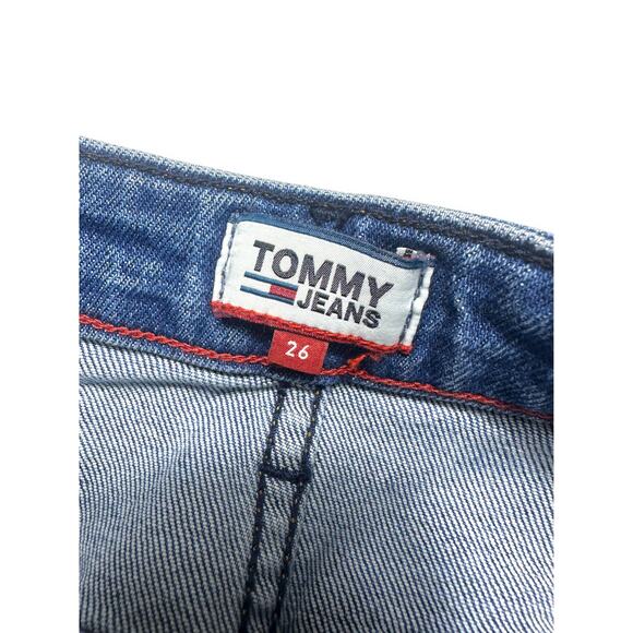 Tommy Jean Denim Mini Skirt Size 26 Raw Hem & Zipper Detail - Picture 5 of 9